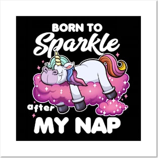 Born To Sparkle Cartoon Unicorn Posters and Art